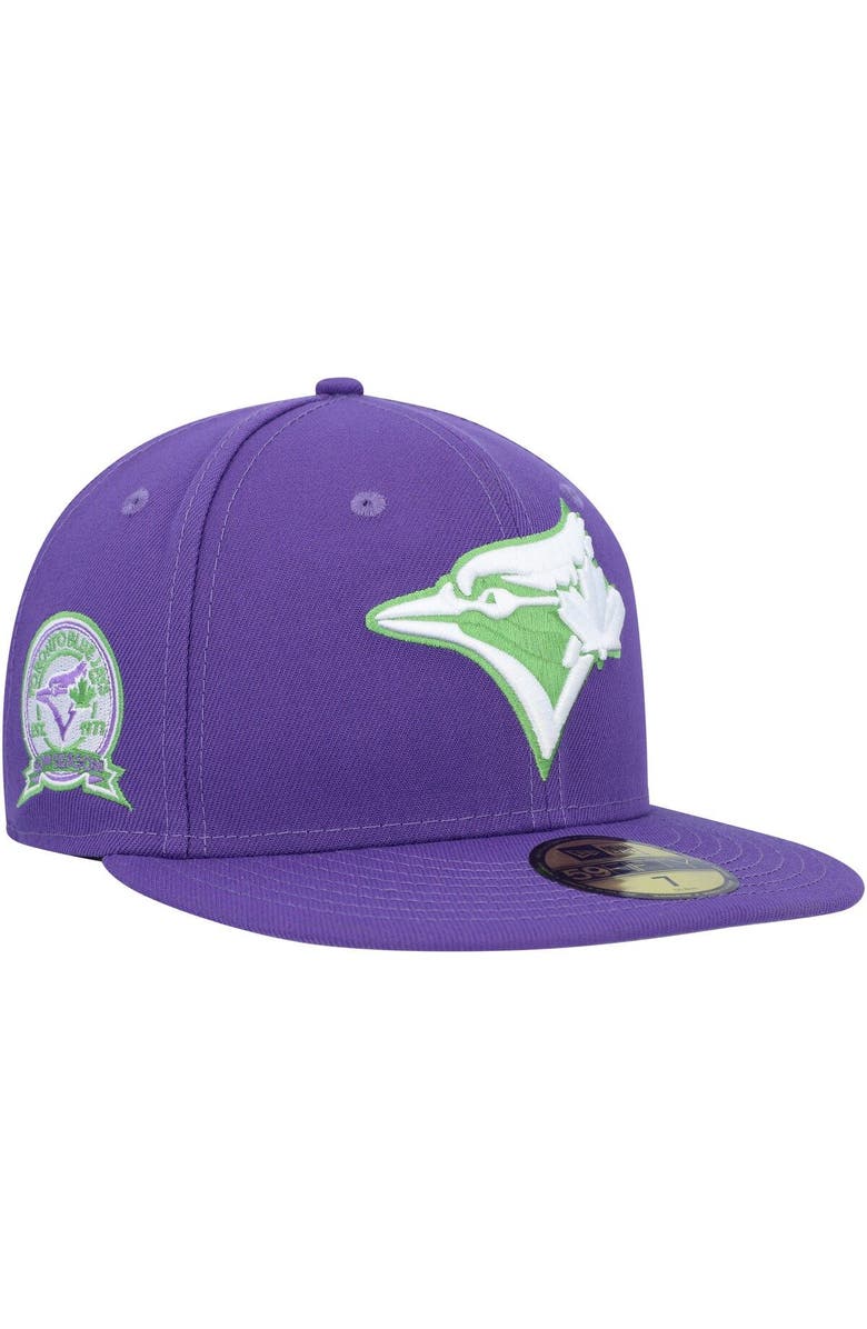 New Era Men's New Era Purple Toronto Blue Jays Lime Side Patch 59FIFTY Fitted Hat, Main, color, Purple