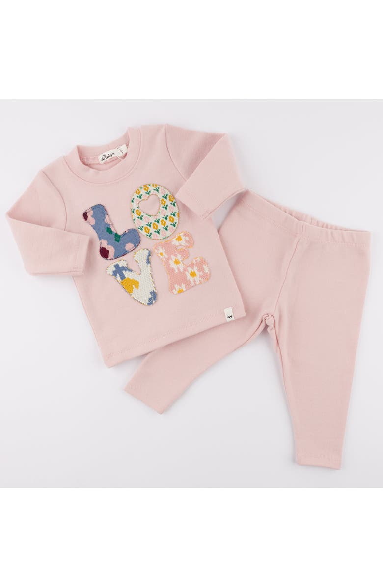 oh baby! Quilted LOVE Stacked Applique Long Sleeve Two Piece Set, Alternate, color, 
