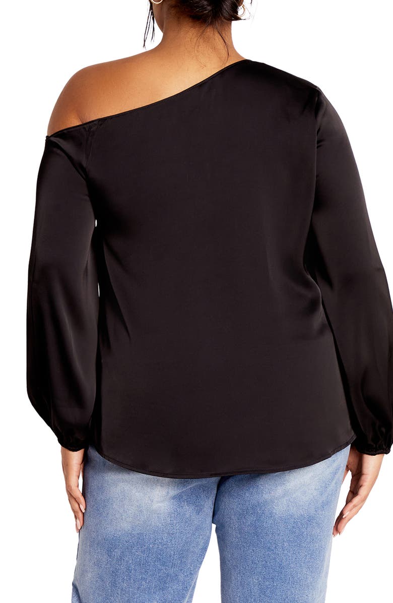 City Chic Kiana One-Shoulder Long Sleeve Top, Alternate, color,