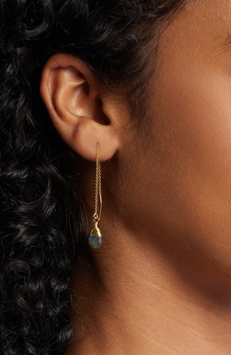 Kiara by Ki-ele Georgia Semiprecious Stone Threader Earrings, Alternate, color, Gold