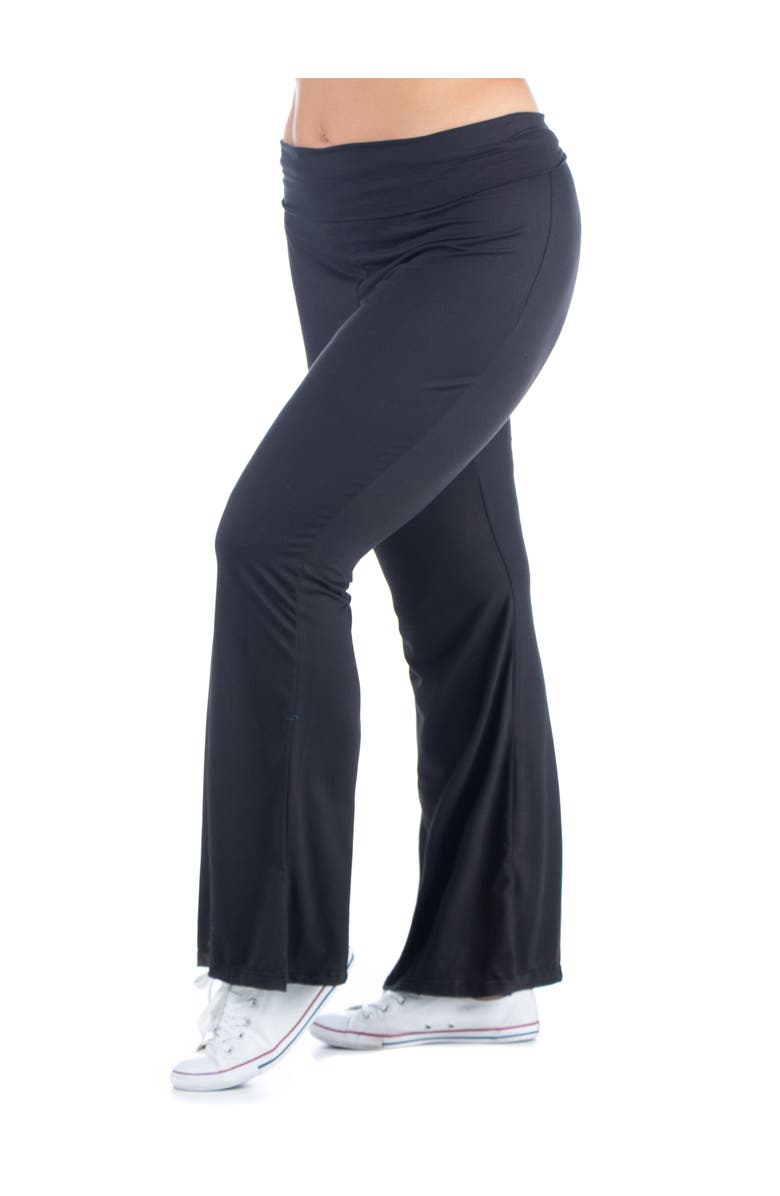 24seven Comfort Apparel Bell Bottom Foldover Waist Sweatpants, Alternate, color, Black