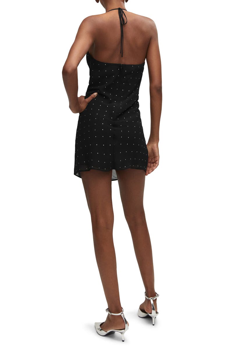 MANGO Rhinestone Halter Dress, Alternate, color,