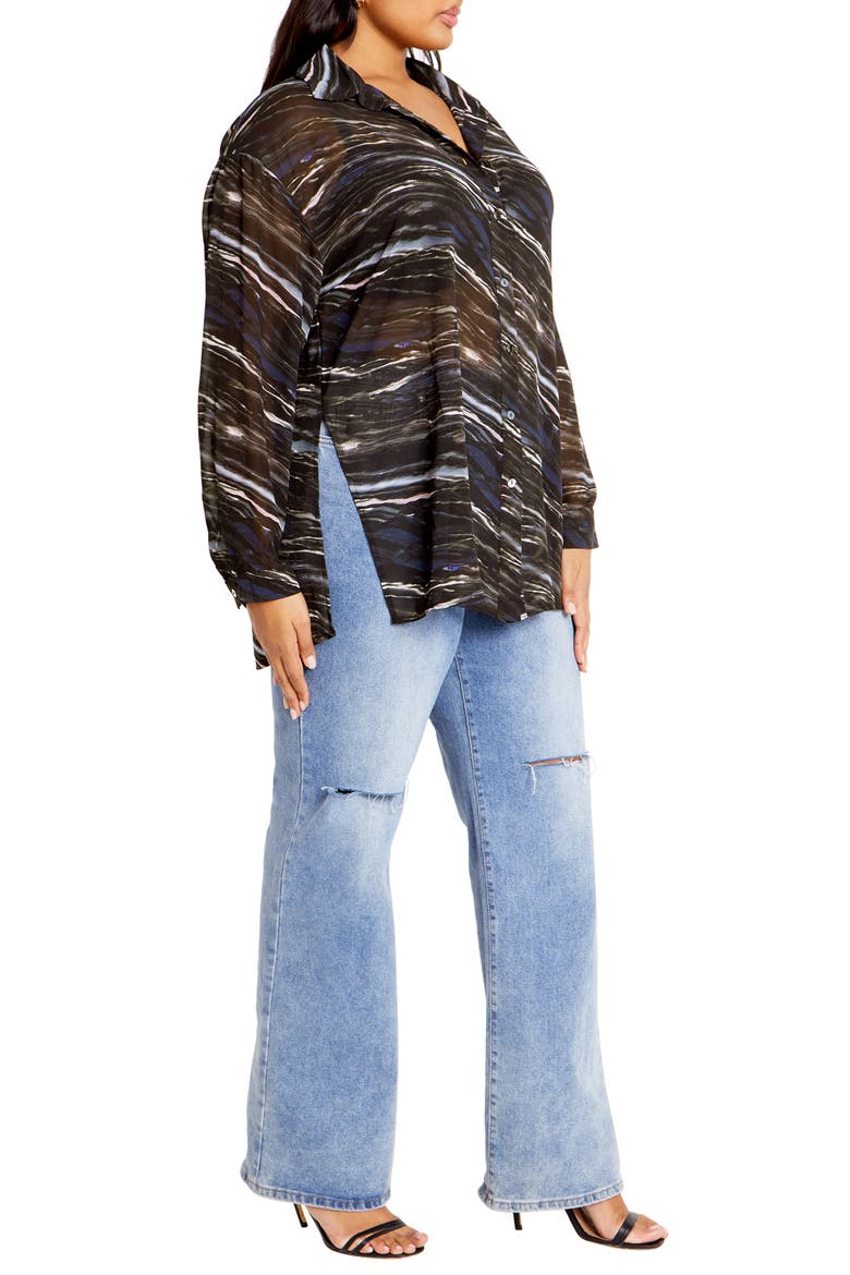 Sheer Lover Print Long Sleeve Shirt, Alternate, color, MARBLE