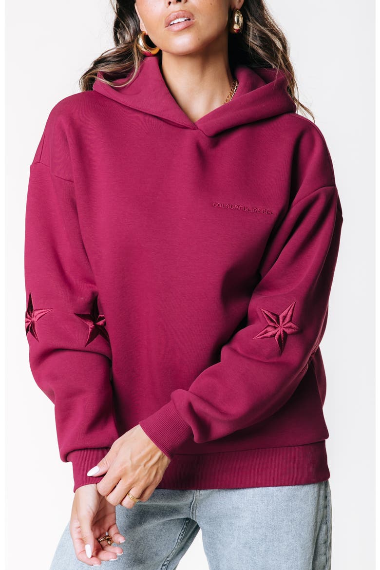 Stars Embro Clean Hoodie, Main, color, Bordeaux