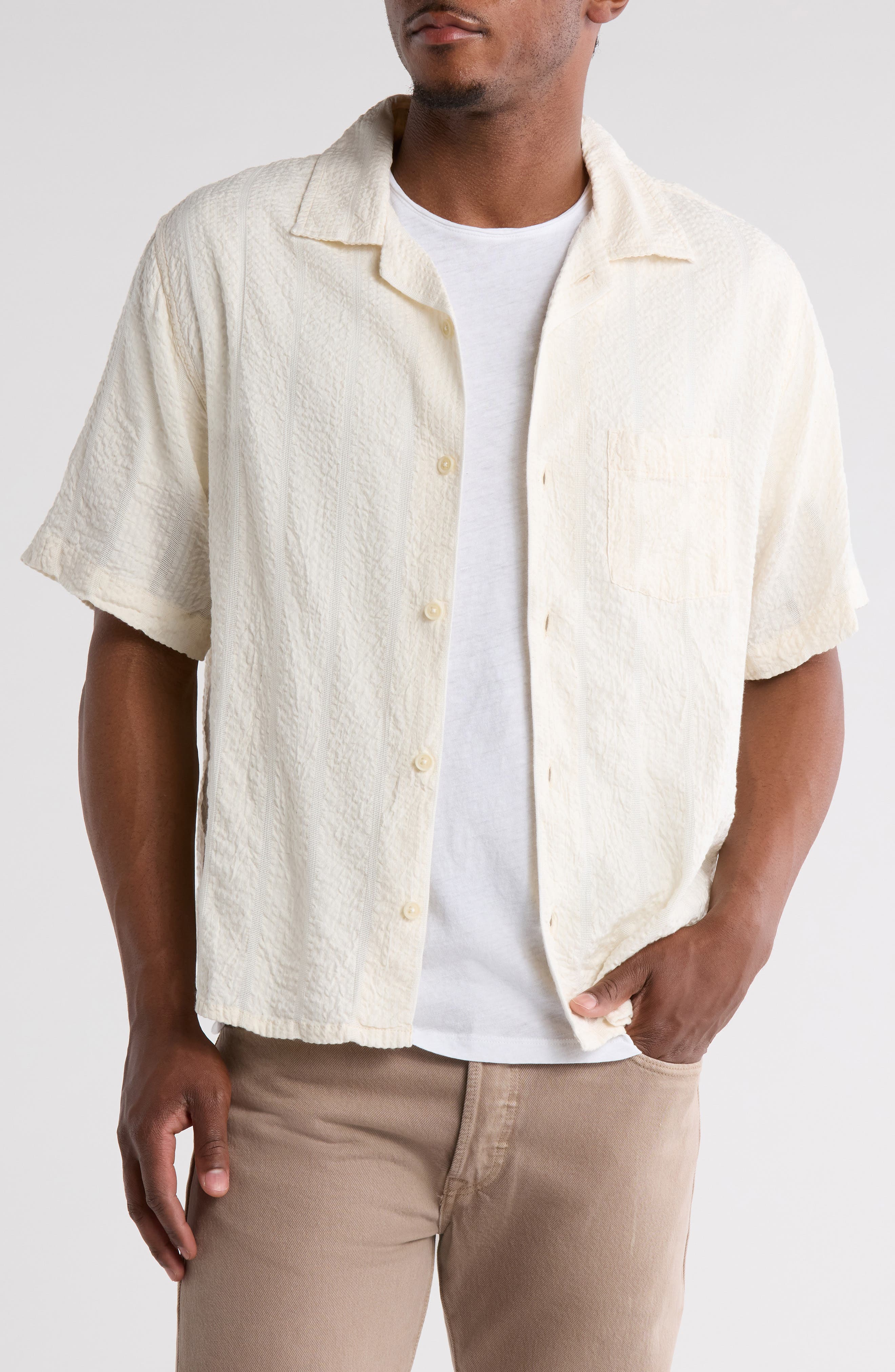 Stripe Seersucker Camp Shirt - image 3