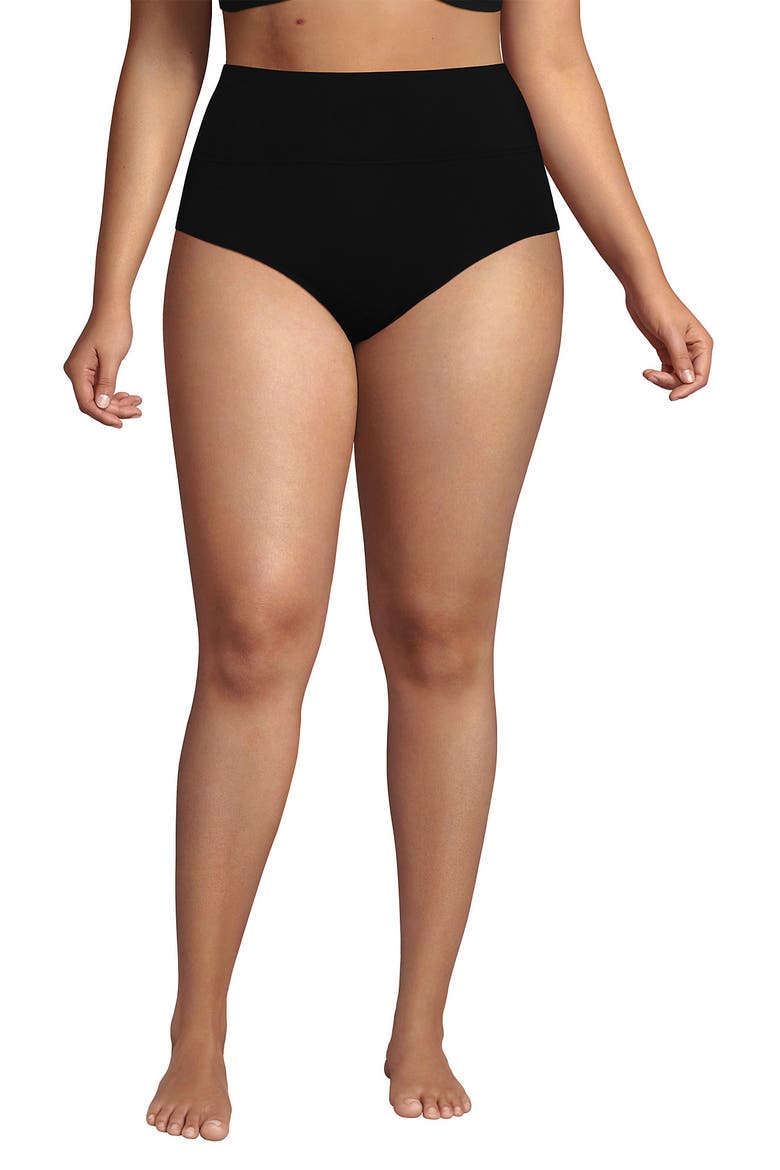 Chlorine Resistant Pinchless High Waisted Bikini Bottoms, Main, color, Black