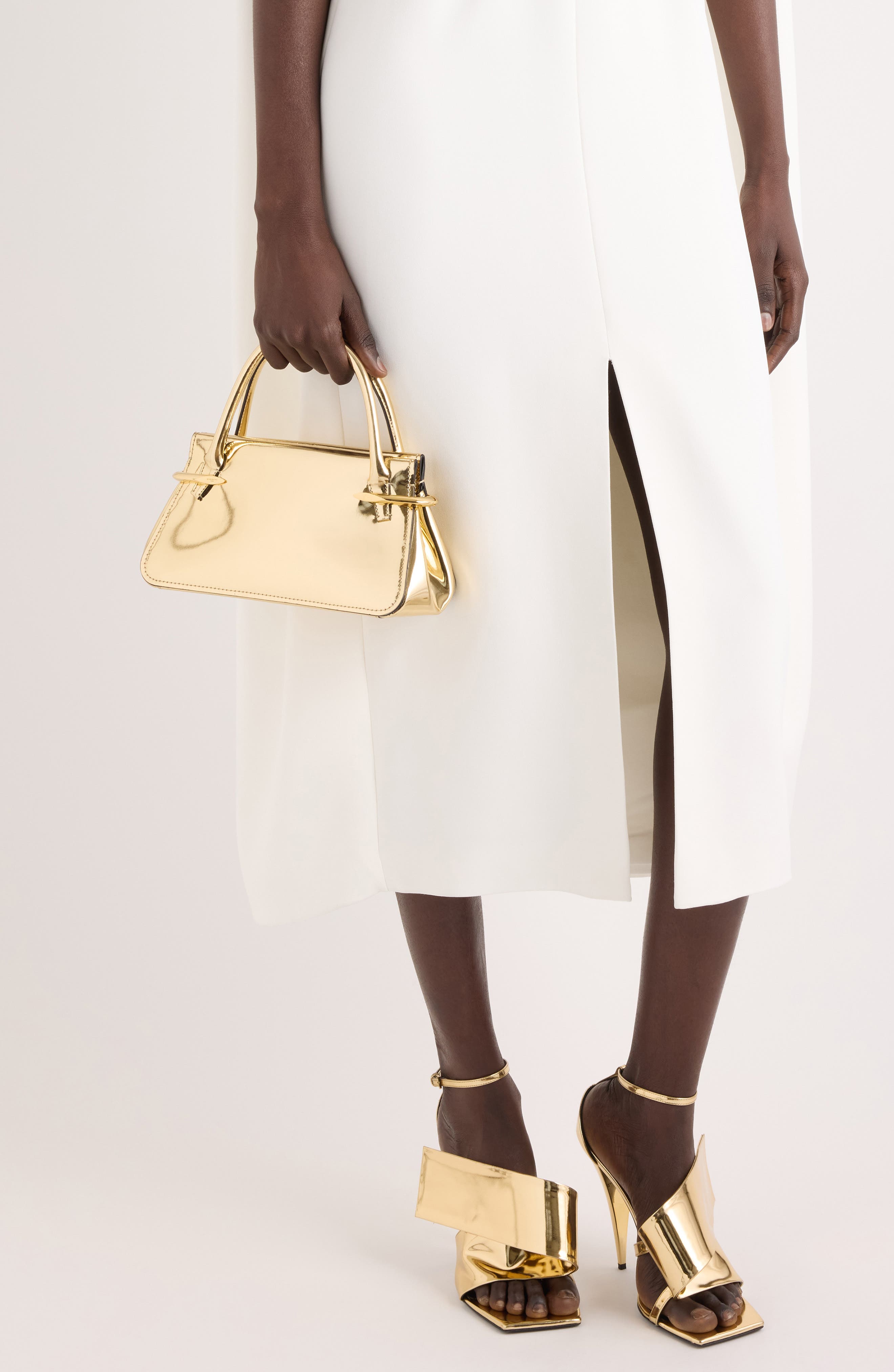 Givenchy Mini Pinch Metallic Leather Top Handle Bag, Alternate, color, 715-Golden