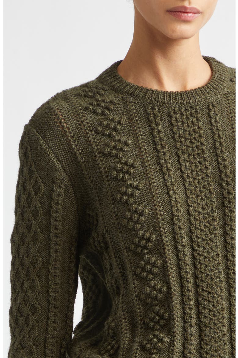 Back Slit Wool Sweater, Alternate, color, THYME GREEN
