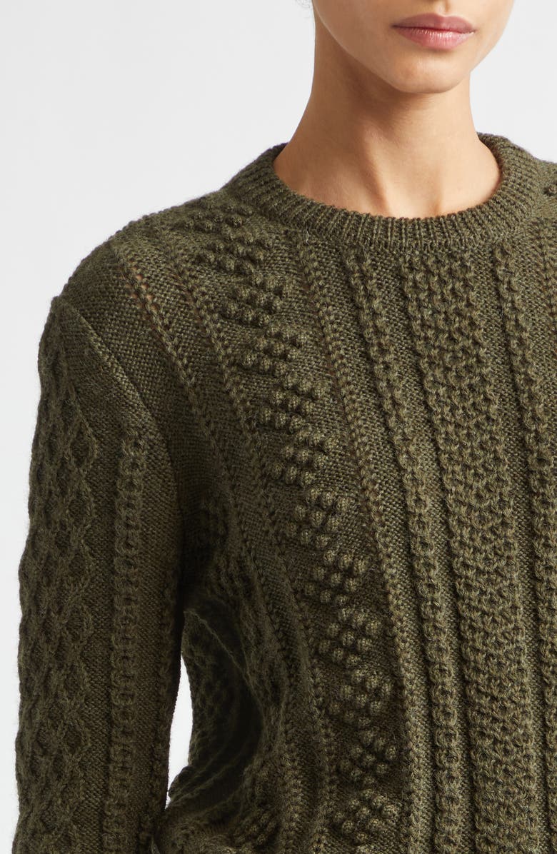 Jil Sander Back Slit Wool Sweater, Alternate, color, Thyme Green