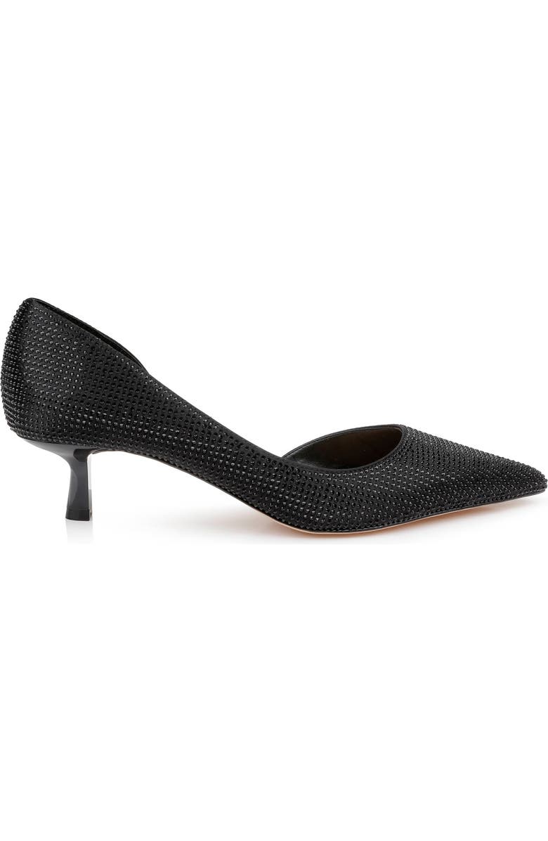 Jewel Badgley Mischka Teegan Half d'Orsay Pointed Toe Kitten Heel Pump, Alternate, color, Blacksatin