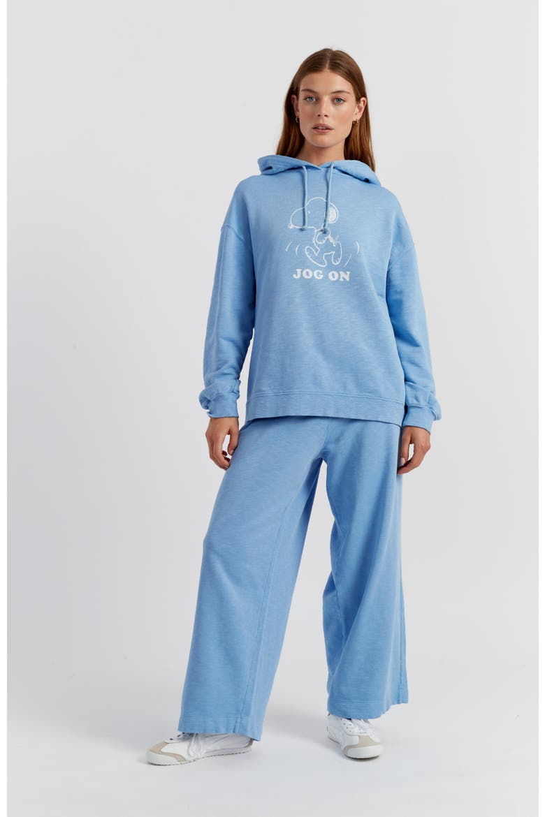Snoopy Graphic Jog On Cotton Hoodie, Main, color, Sky Blue