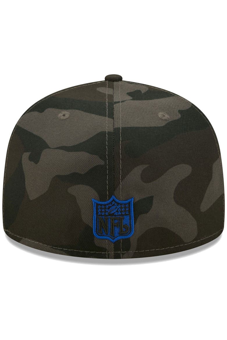 Men's New Era Black Los Angeles Rams Throwback Logo Camo 59FIFTY Fitted Hat, Alternate, color, Camo