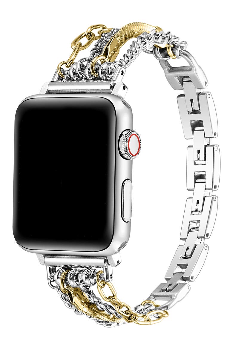 Luca Mixed Metal Chain Watchband, Main, color, SILVER/ GOLD