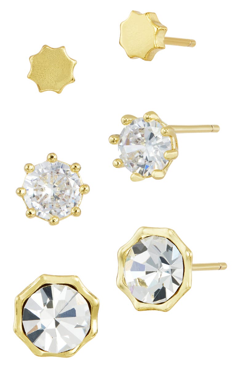 SAVVY CIE JEWELS 3-Pack Assorted Stud Earrings, Alternate, color, Yellow