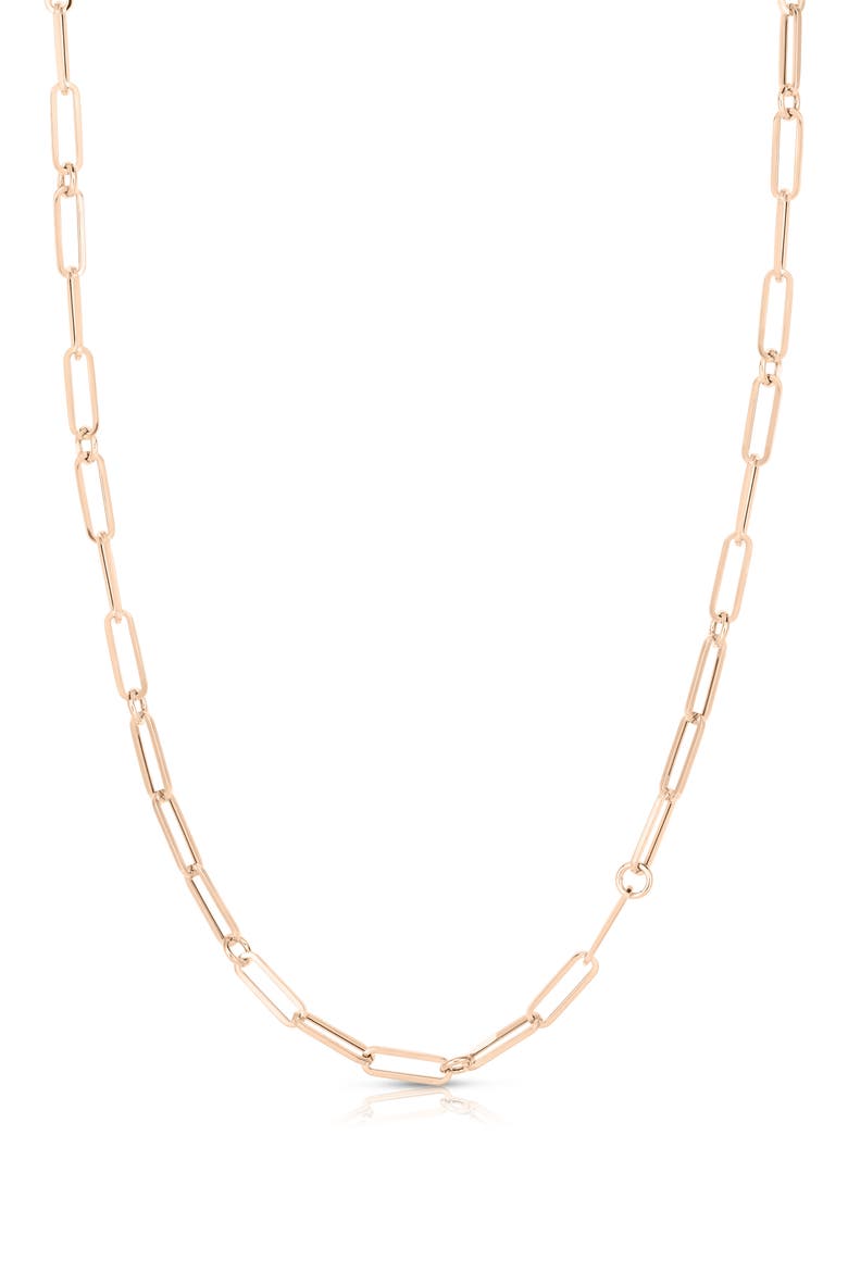 Designer 18k Gold Paperclip Chain Necklace, Main, color, ROSE GOLD