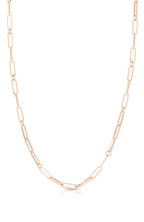 Designer 18k Gold Paperclip Chain Necklace