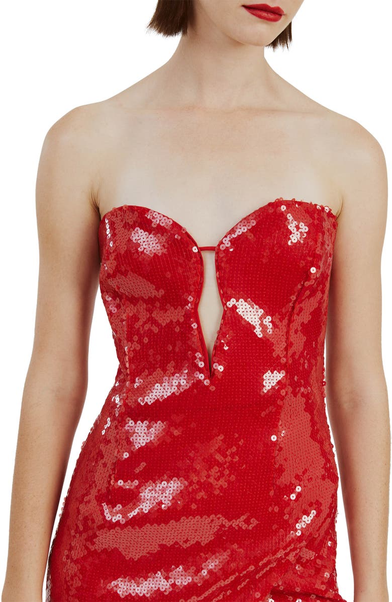 Bardot Antigone Sequin Midi Dress, Alternate, color, Deep Red