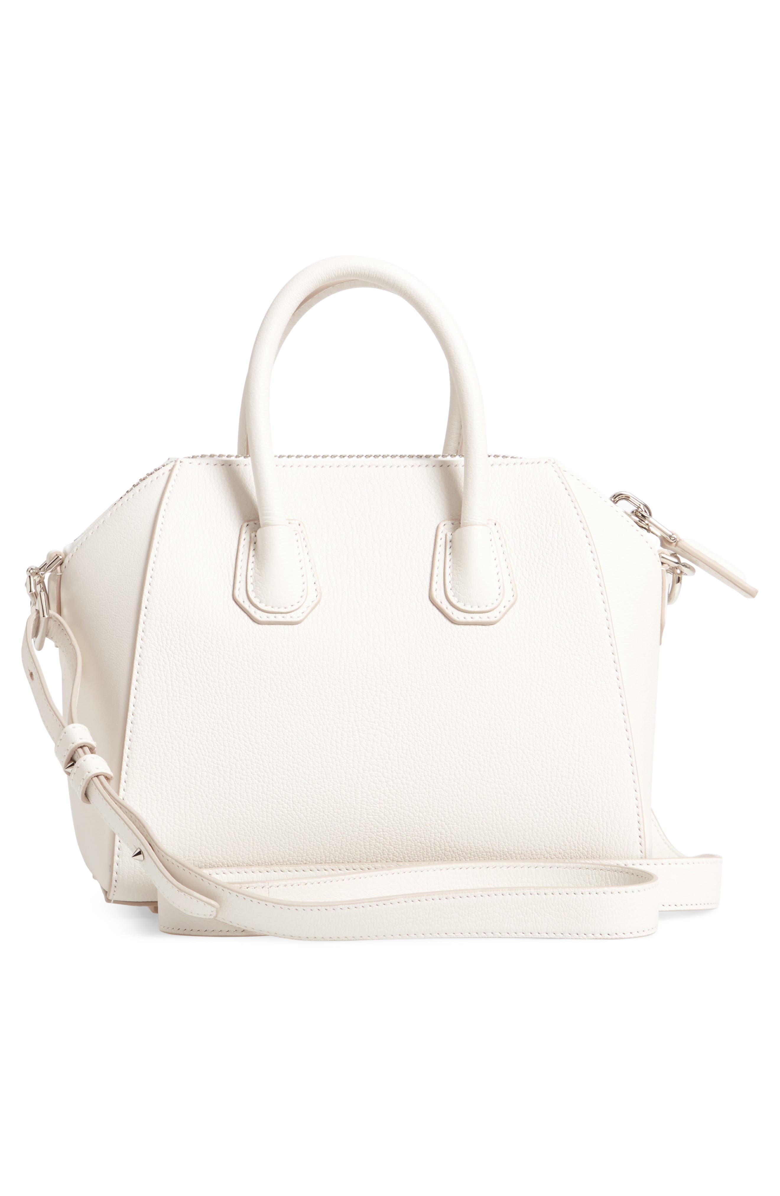 Mini Antigona Sugar Leather Satchel, Alternate, color, WHITE