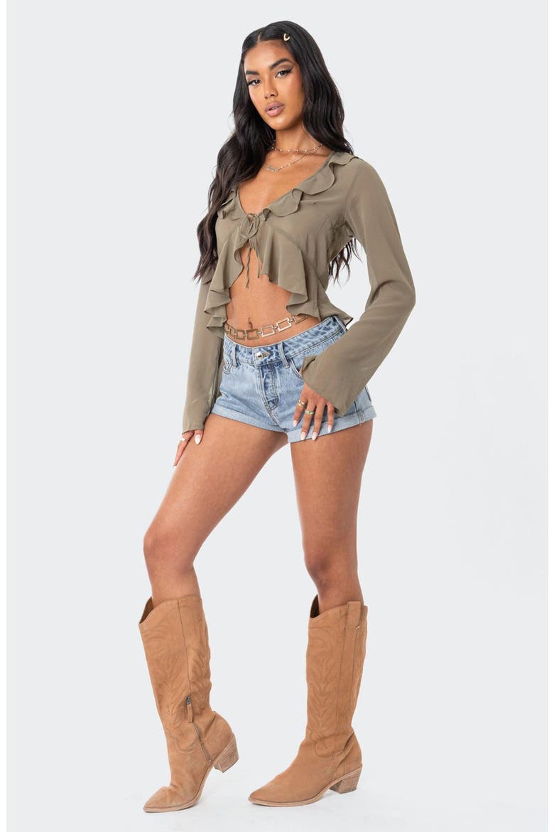 Resse Ruffle Chiffon Top, Alternate, color, OLIVE