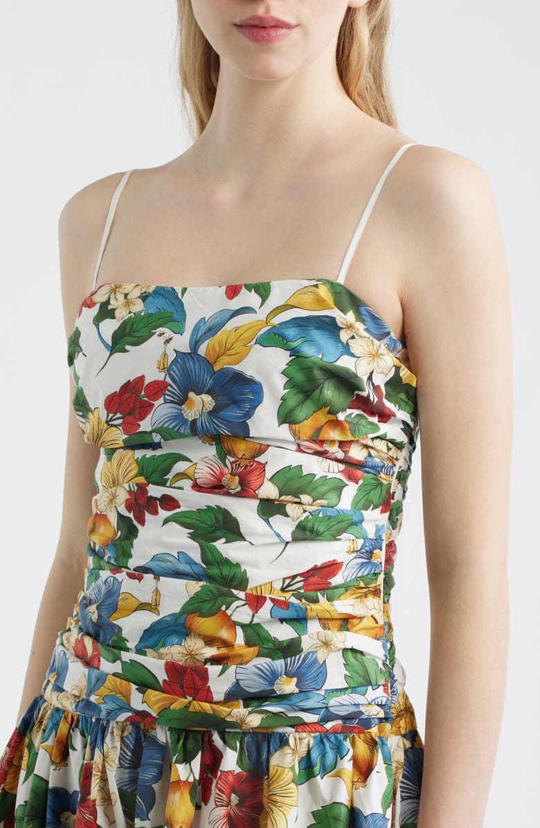 FARM Rio Tropi Ruched Maxi Sundress, Alternate, color, Tropi Off-White