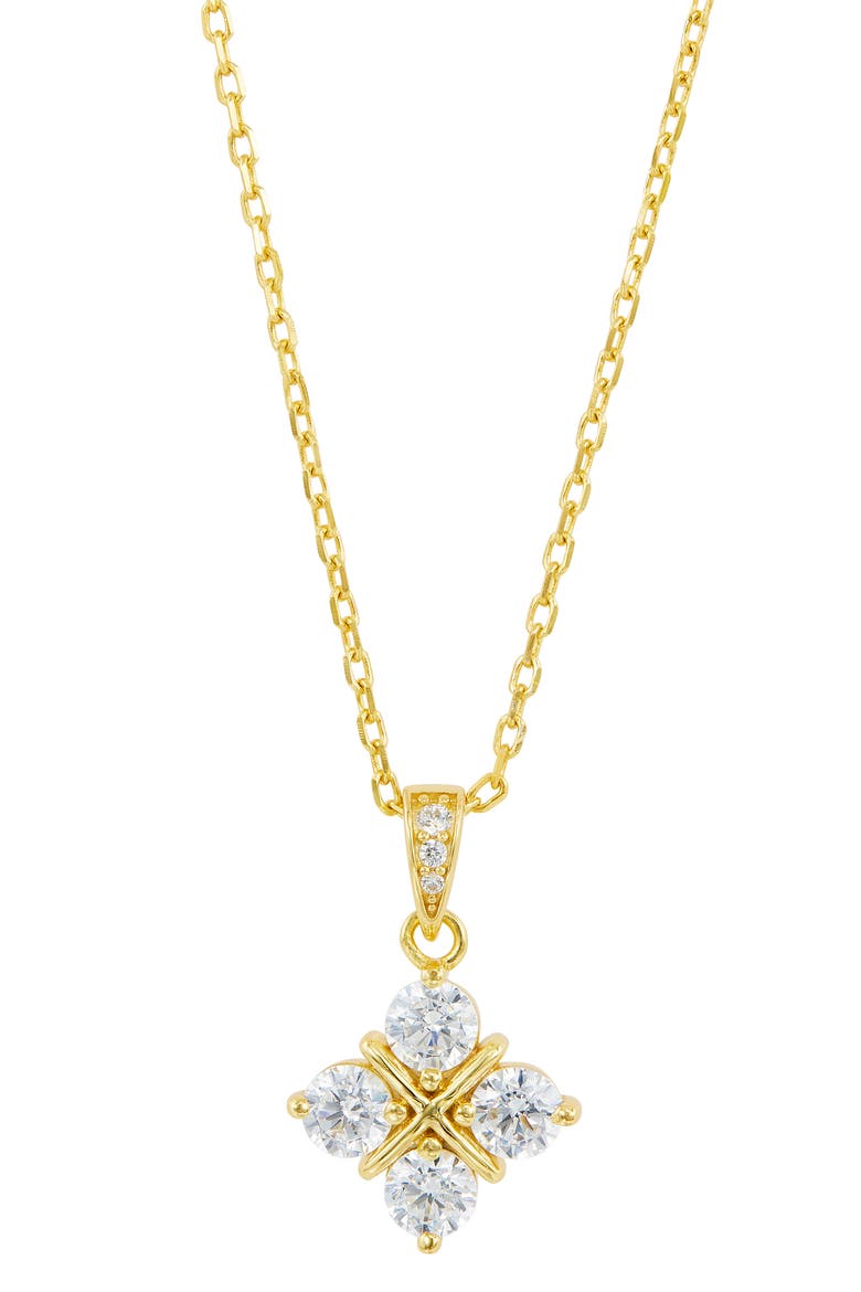 Cubic Zirconia Grid Pendant Necklace, Main, color, YELLOW