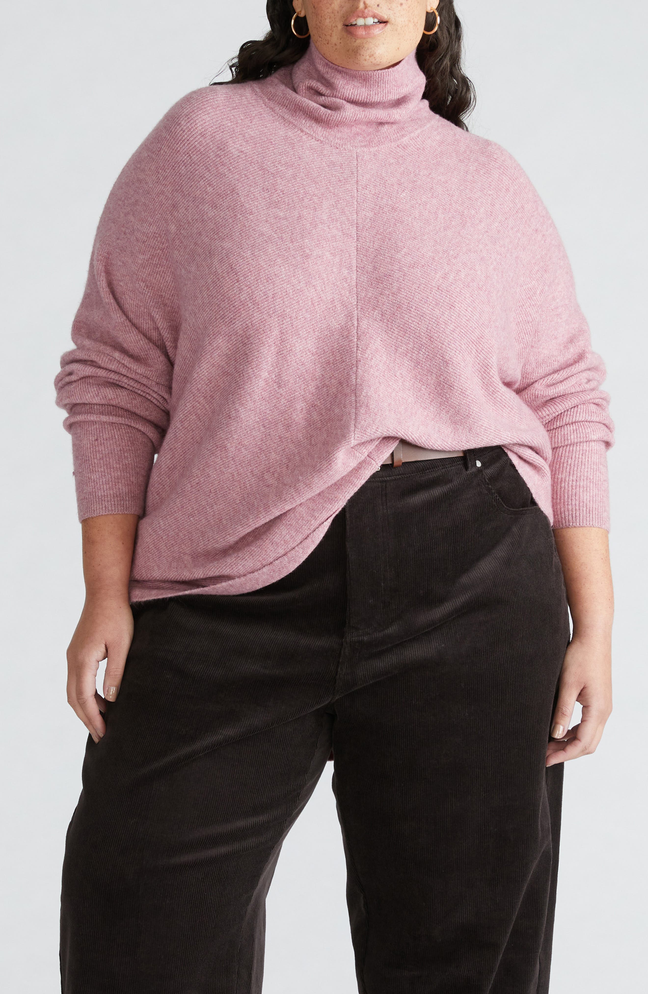 Universal Standard Turtleneck Blanket Sweater in Dark Pink 