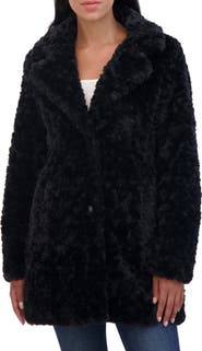 Sebby Leopard Print Crushed Faux Fur Jacket