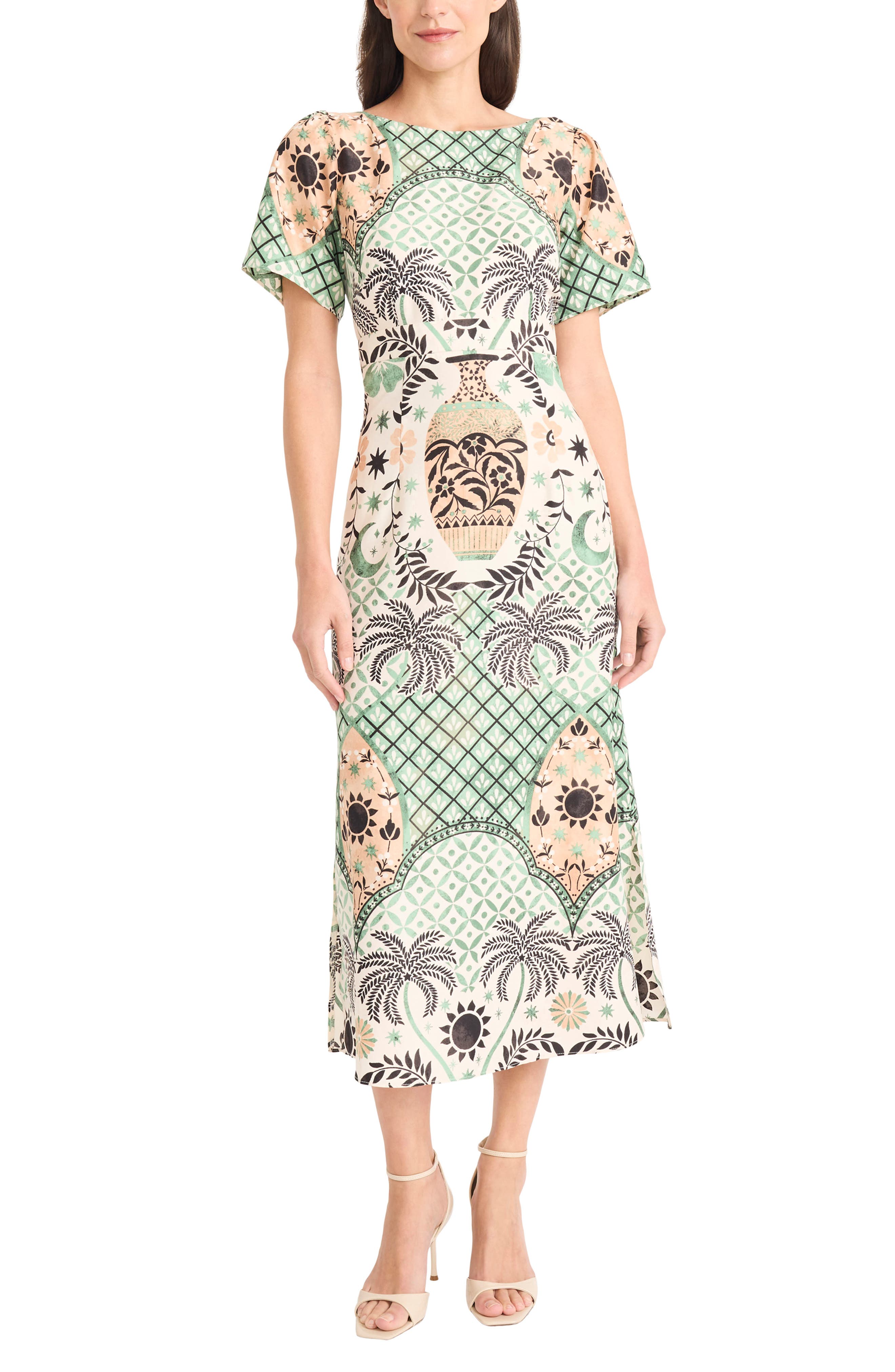 Maggy London Short Sleeve Midi Dress