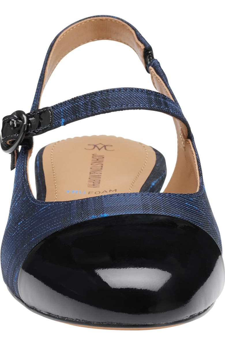 Johnston & Murphy Claire Mary Jane Slingback Flat, Alternate, color, Navy Plaid Black Leather
