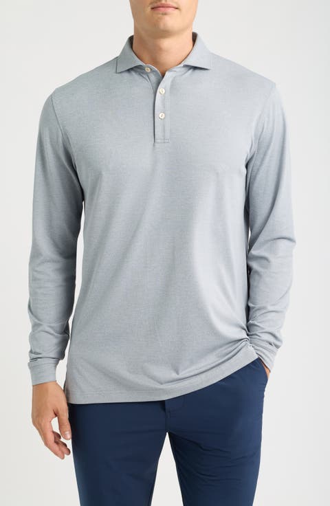 Lyons Heathered Long Sleeve Performance Jersey Polo