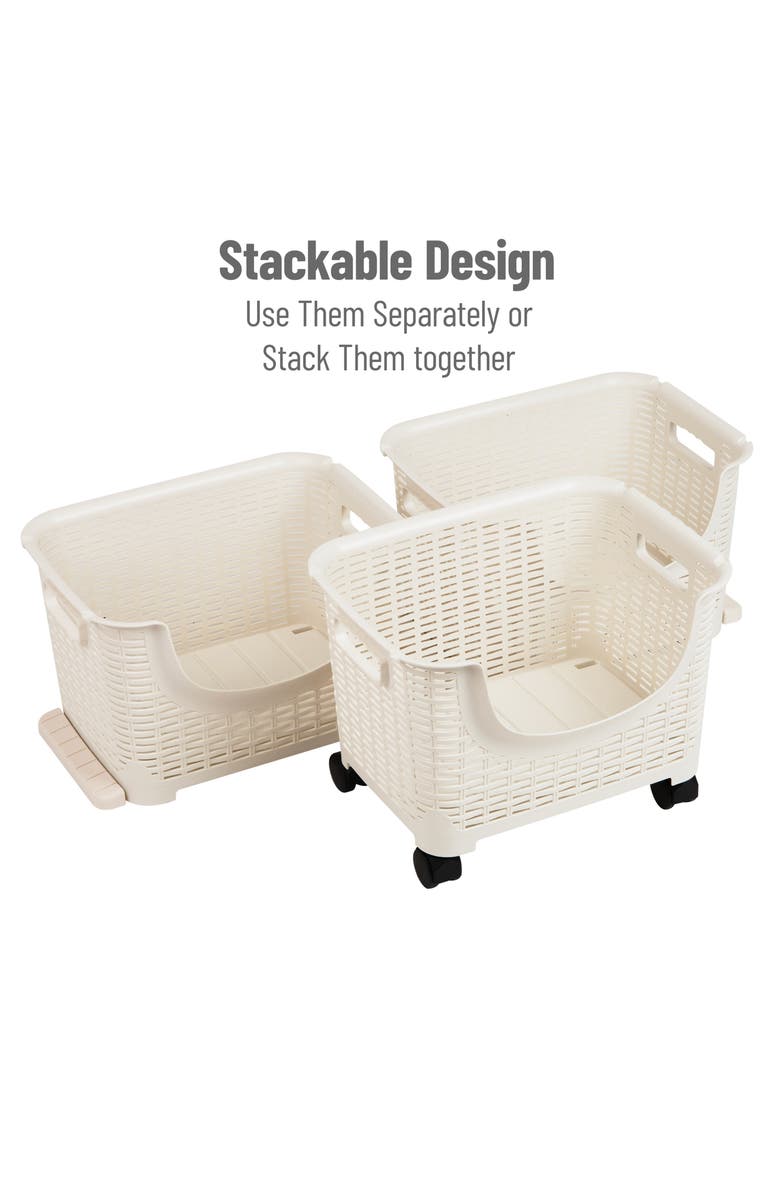 MIND READER 3-Tier Mesh Sliding Drawer Storage Cart, Alternate, color, Ivory