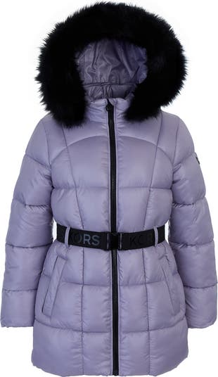Kids' Iridescent Faux Fur Hooded Puffer Jacket