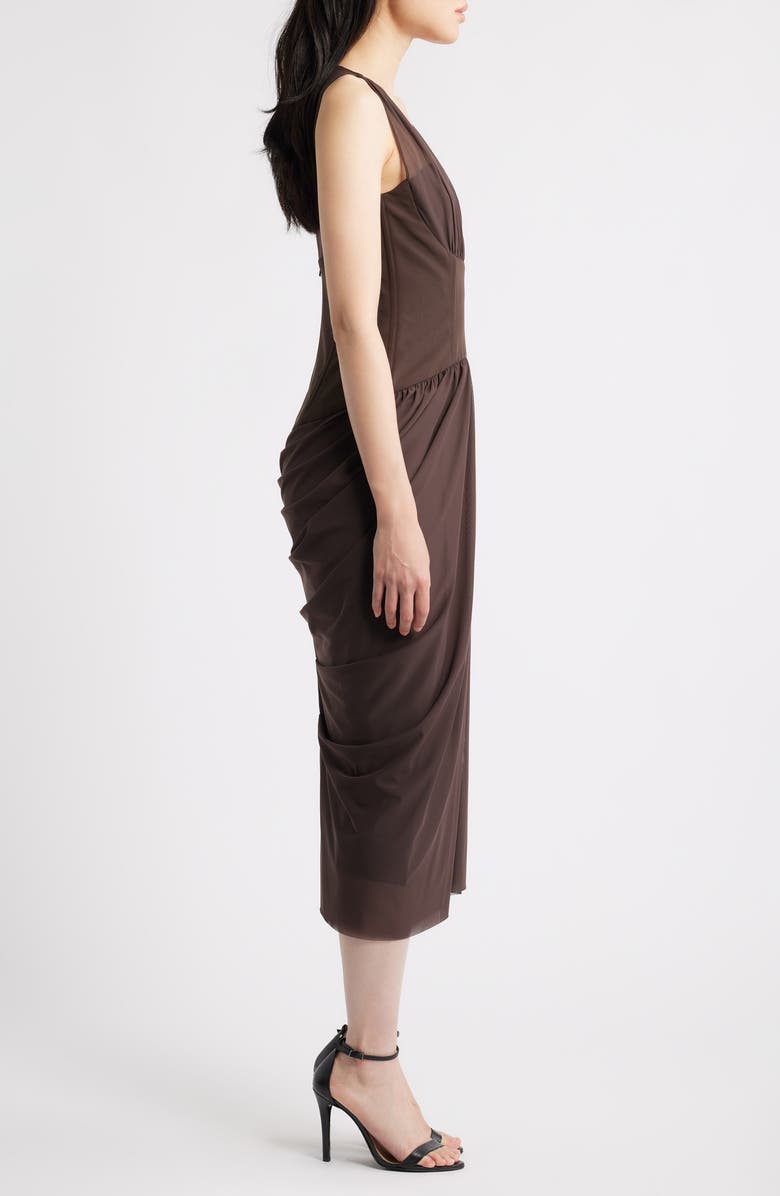 Black Halo Elara Corset Midi Dress, Alternate, color, Espresso