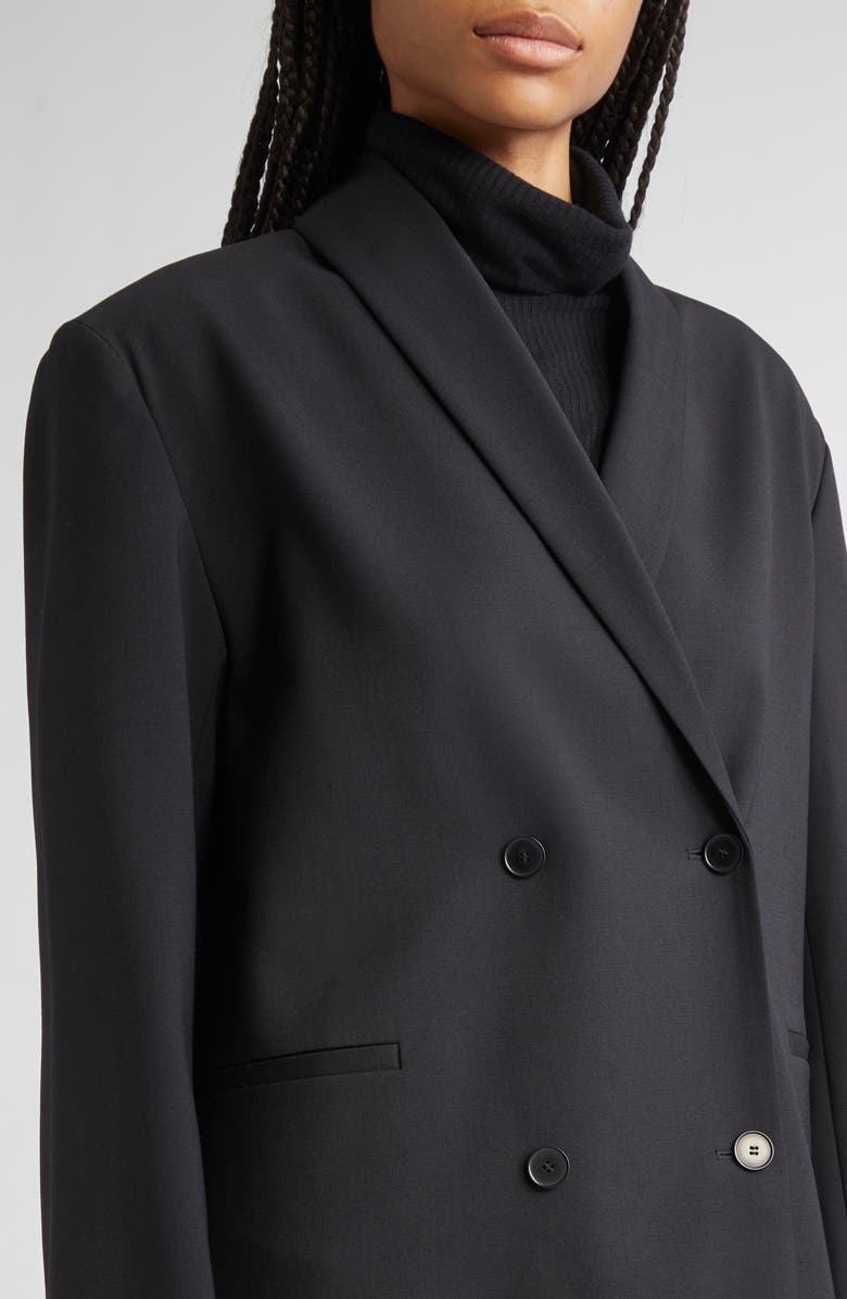 LOULOU DE SAISON Sancia Double Breasted Stretch Virgin Wool Blazer, Alternate, color, Black