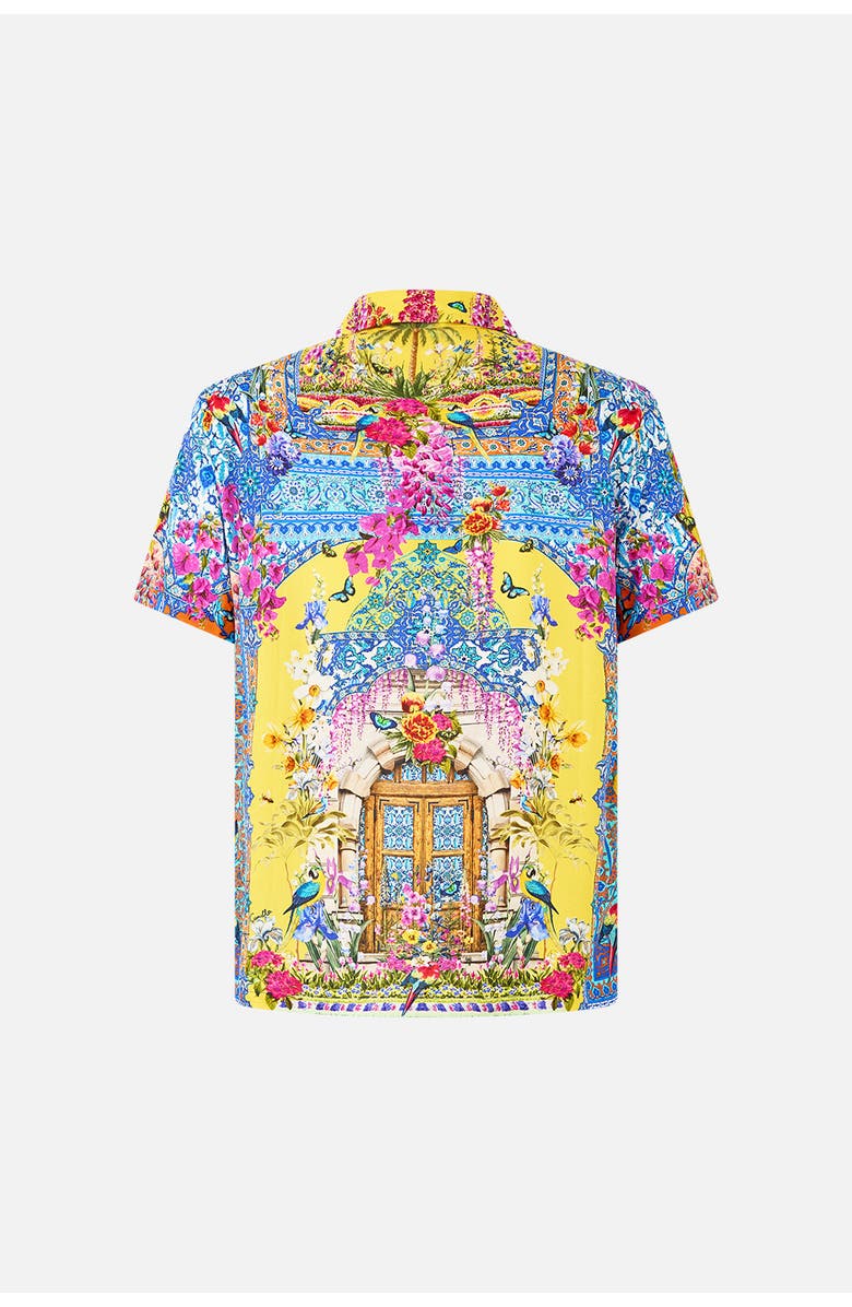 Camilla Short Sleeve Camp Collared Shirt, Alternate, color, Sultanahmet Summer