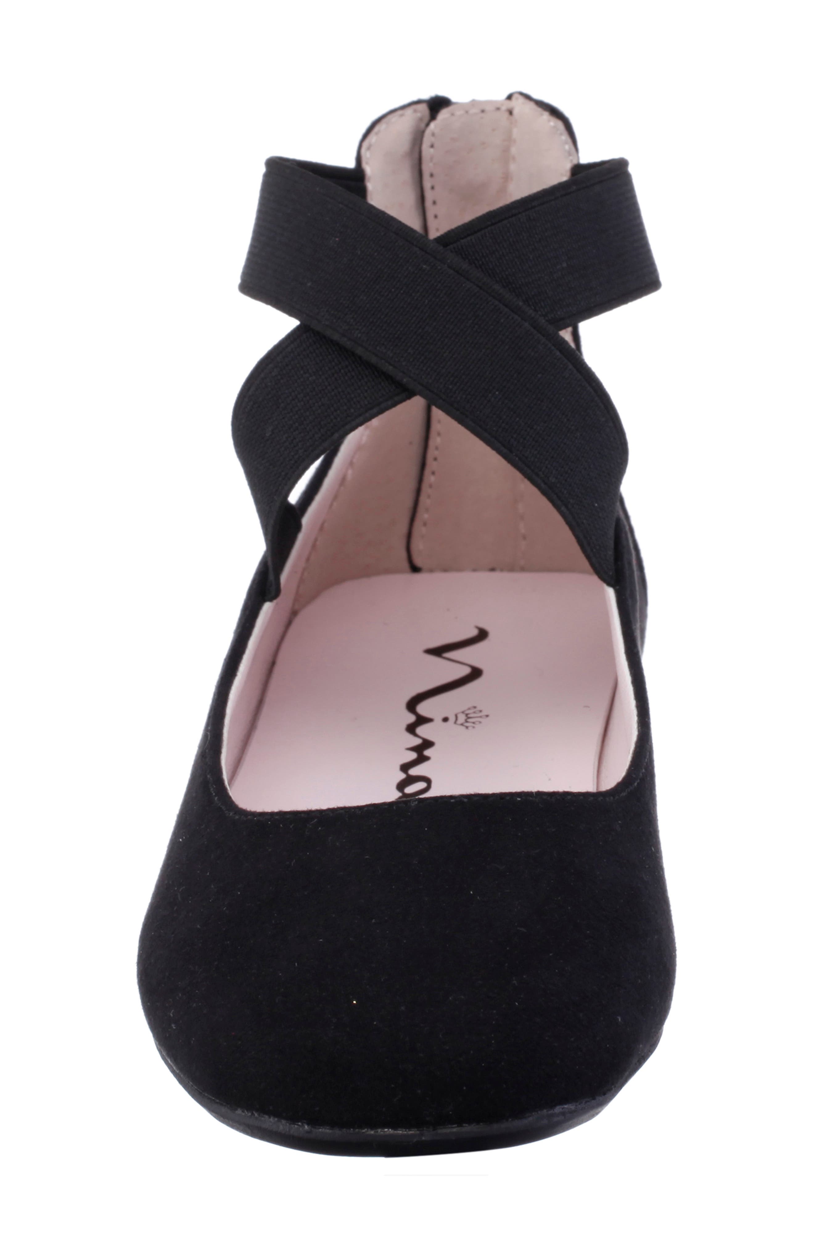 Nina Marissa Cross Strap Flat, Alternate, color, Black Microsuede