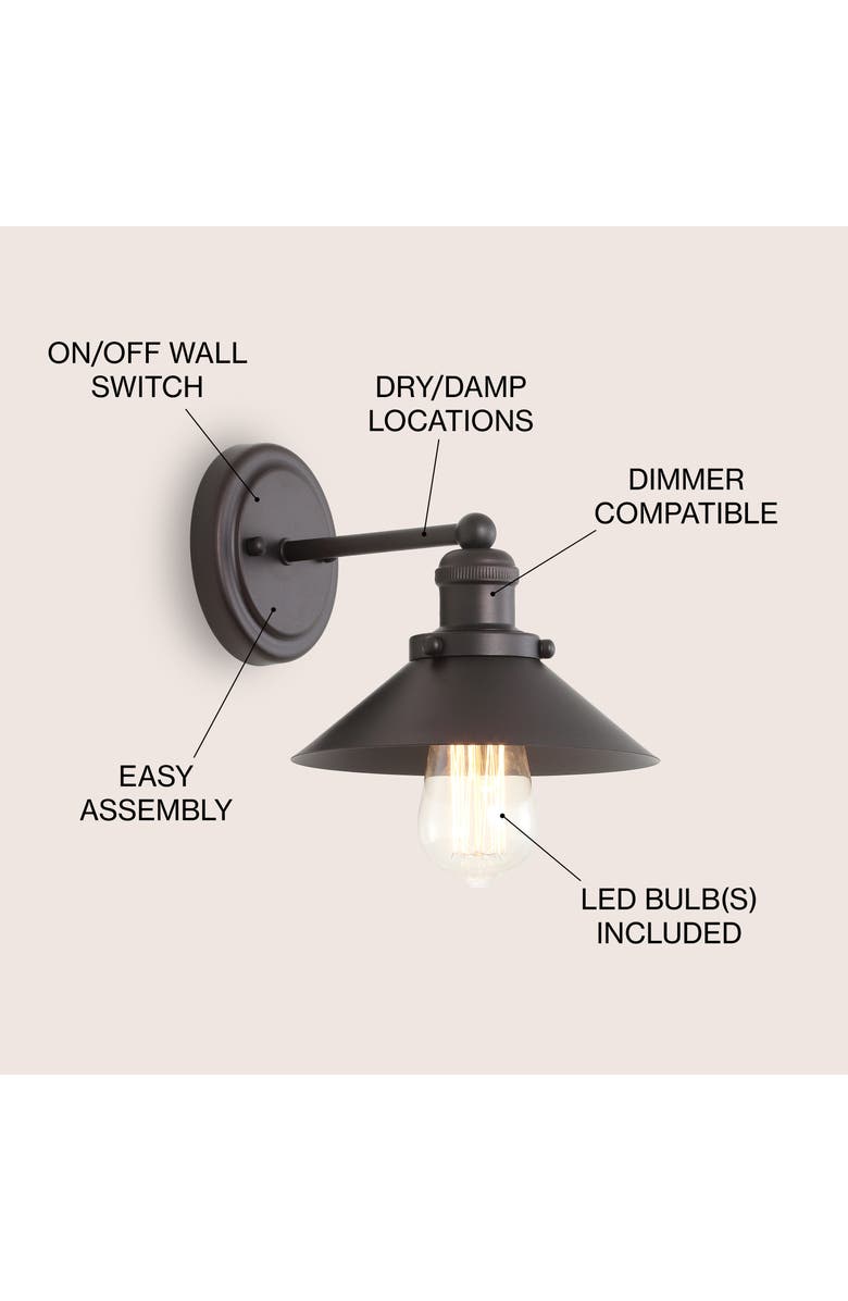 JONATHAN Y July 1-light Metal Shade Sconce, Alternate, color, Bronze/Black