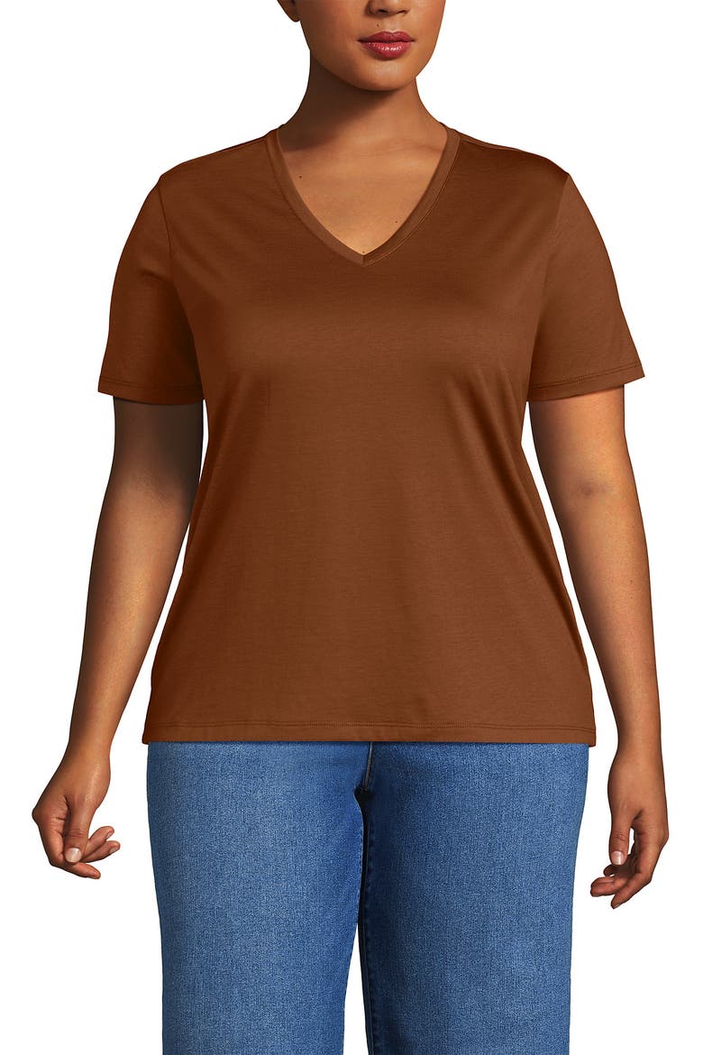 Supima Cotton V-neck T-Shirt, Main, color, Rich Ginger Brown
