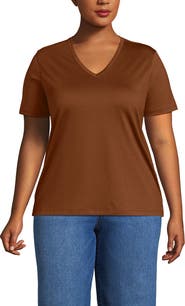 Lands' End Relaxed Supima Cotton V-Neck T-Shirt