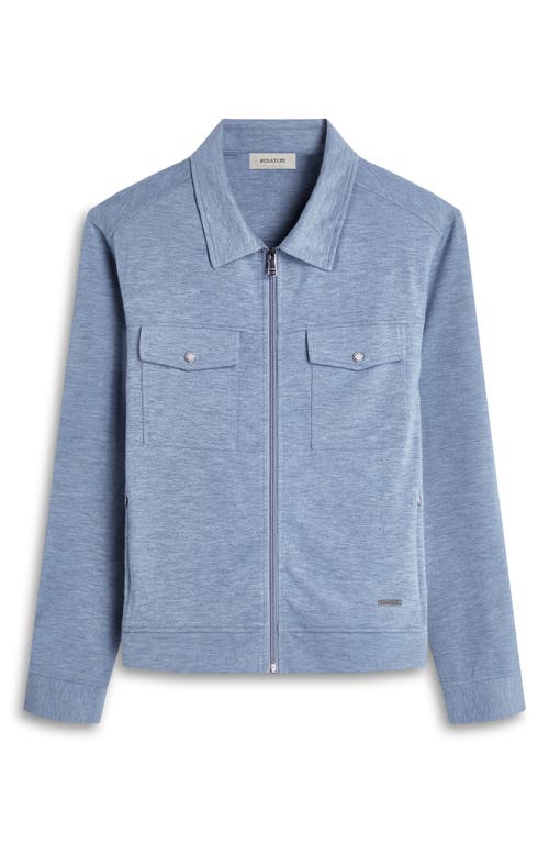 Bugatchi Soft Touch Zip Knit Shirt Jacket In Shark