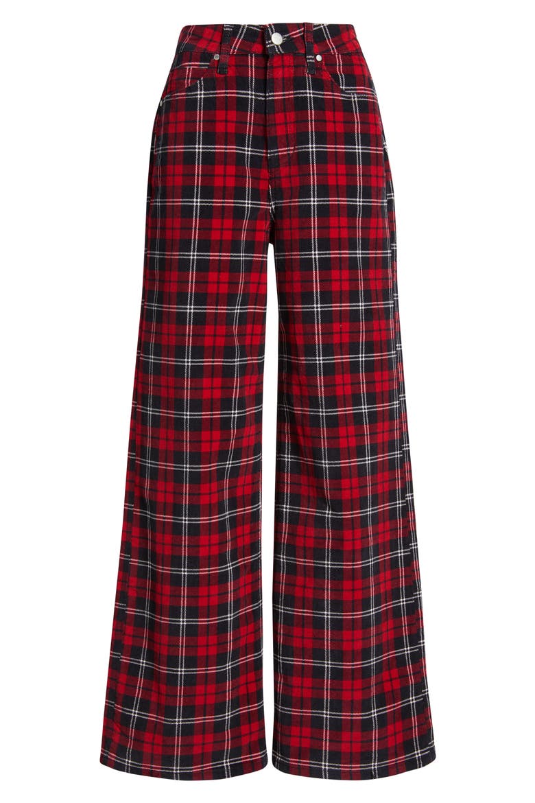 High Waist Wide Leg Jeans, Alternate, color, RED