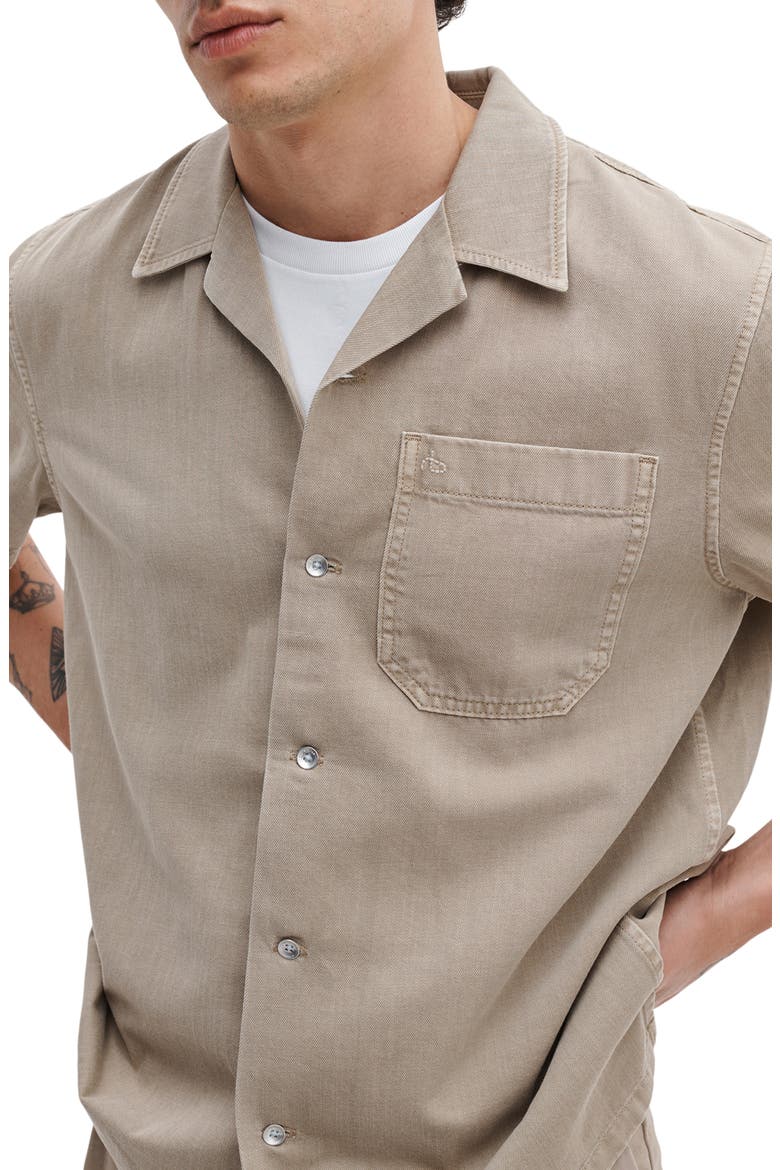 Resort Short Sleeve Denim Button-Up Shirt, Alternate, color, TAN