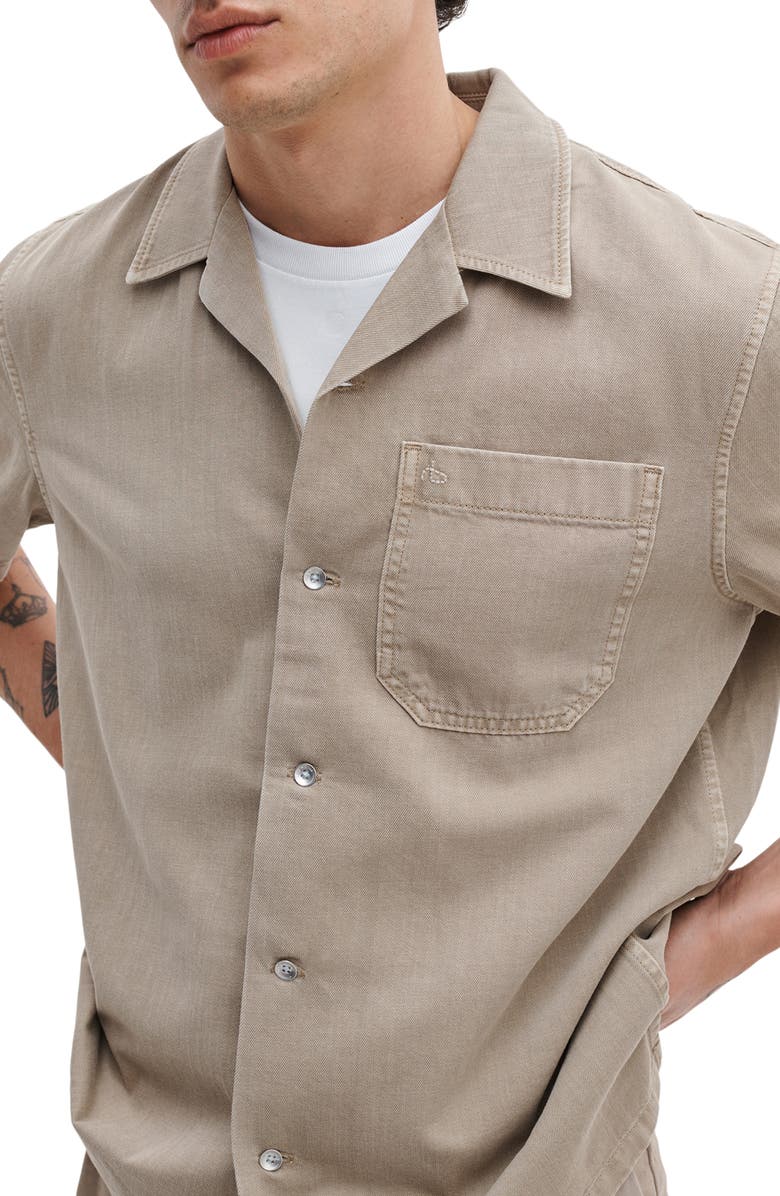 rag & bone Resort Short Sleeve Denim Button-Up Shirt, Alternate, color, Tan