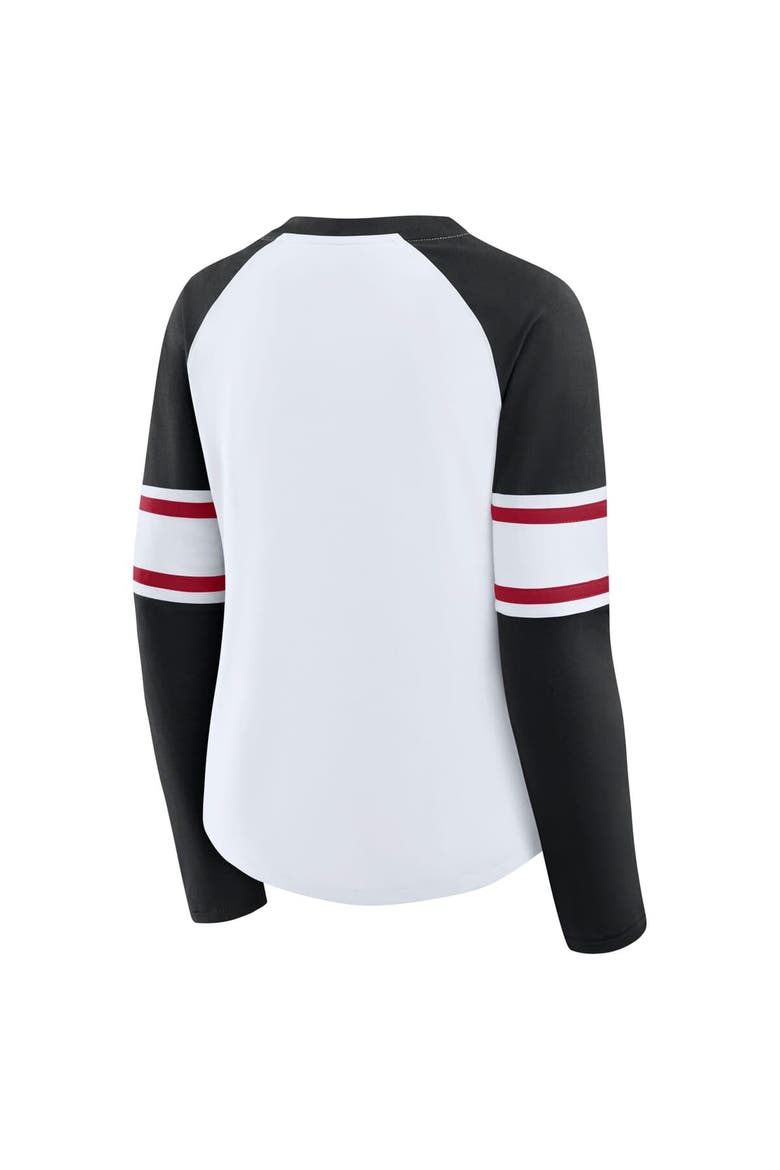 Women's Fanatics White/Black Atlanta Falcons Redzone Blitz Package Raglan Lace-Up V-Neck Long Sleeve T-Shirt, Alternate, color, White