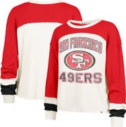 '47 Women's '47 Cream San Francisco 49ers Double Header Curve Raglan Long Sleeve Crop Top