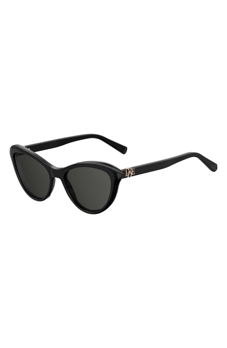 Love Moschino 53mm Cat Eye Sunglasses, Alternate, color, Black