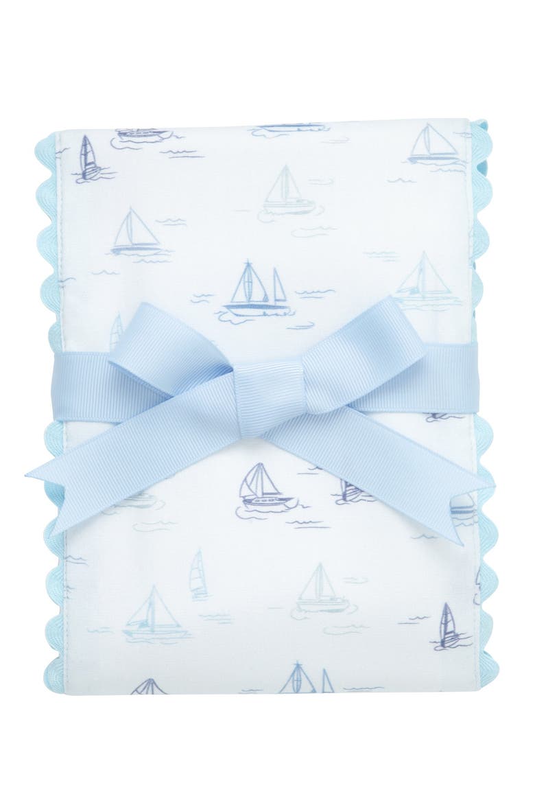 Print Fancy Fabric Burp Cloth, Main, color, Blue Sailboat Print