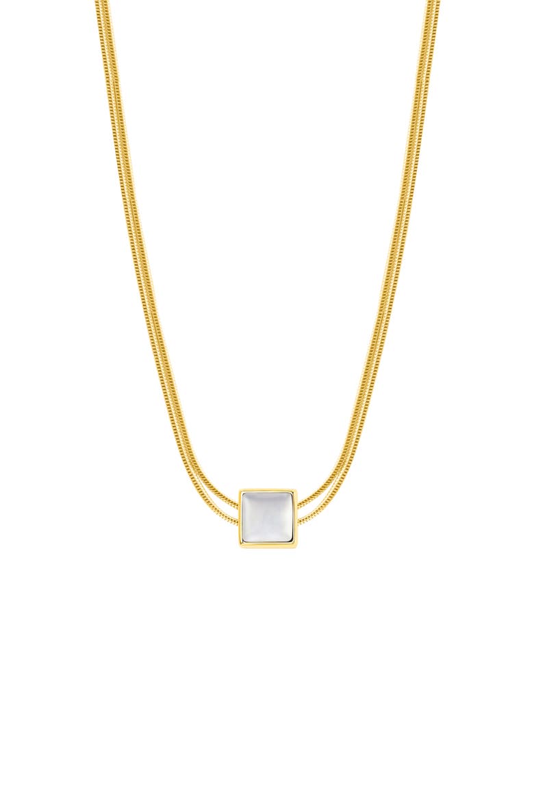 Protect & Balance - Mother of Pearl Evil Eye June Birthstone Necklace, Main, color, Gold/White