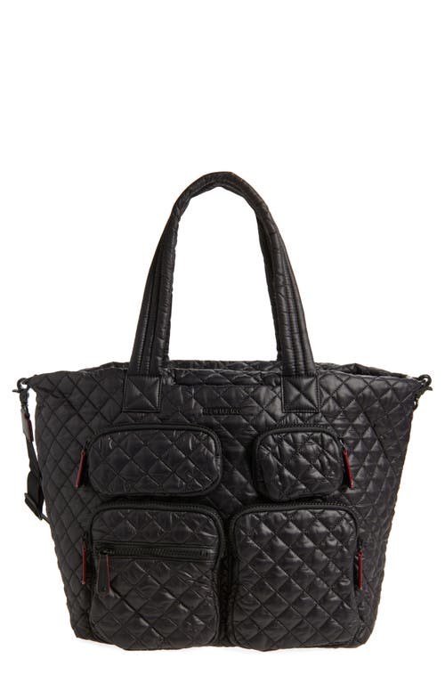 Mz Wallace Large Metro Quilted Nylon Travel Tote In Black