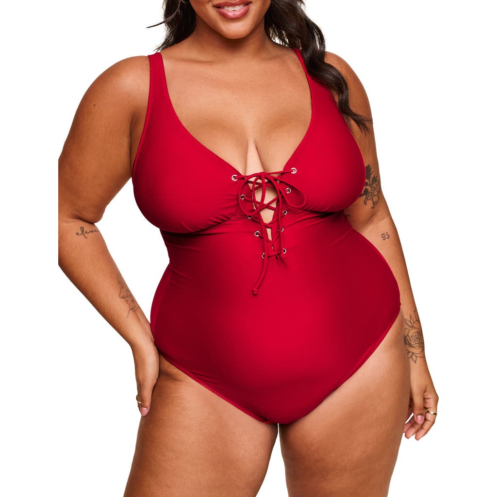 Adore Me Evangeline Swimwear One-piece In Dark Red